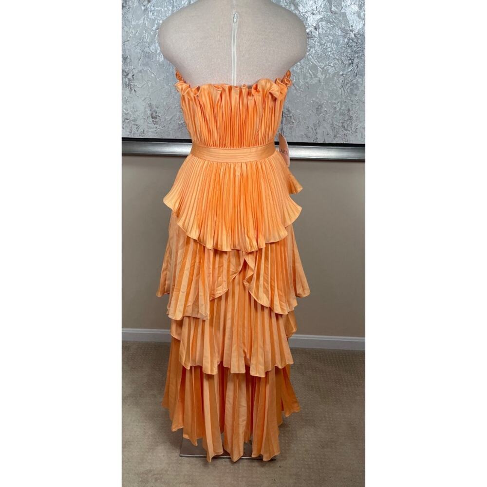 AMUR Janey Strapless Tiered Ruffle Orange Maxi Dress Size 4 - Picture 8 of 10